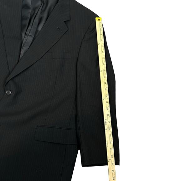 Hart Schaffner Marx Jacket Mens Size 46R Black PinStripe 2 Buttons Business - Picture 8 of 9
